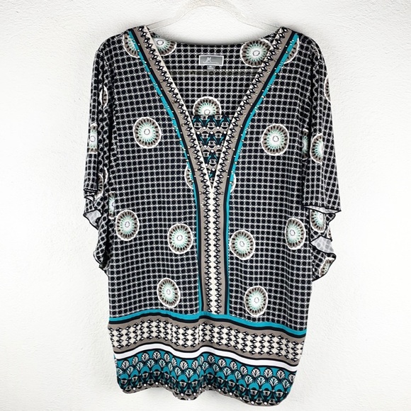 JM COLLECTION | Boho Rhinestone Embellished Loose Dolman Style Tunic Blouse - Picture 1 of 8